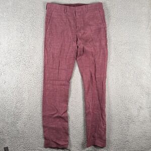 Murano Baird McNutt Linen Pants Men's 32x34 (34x34) Raspberry Flat Straight Leg